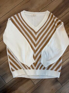 Promesa Cream Ribbed Knit Sweater